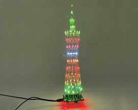 DIY Kit 9-Layers RGB LED Flashing Tower LED Light Cube with Remote Control Electronic Soldering Practice Kits